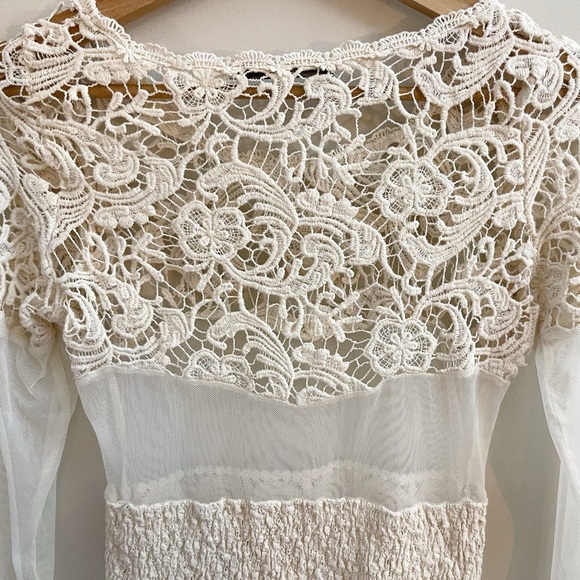 Hazel Brand Cream Crochet Lace Tunic Fairy Cottagecore Castlecore Romantic - Picture 4 of 7